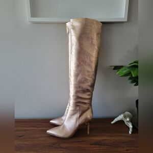 GIANVITO ROSSI rose gold metallic over the knee boots with pointed toe brand new